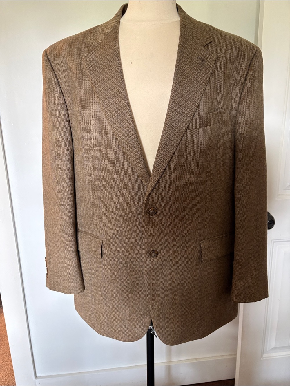 Ralph Lauren Men's Brown Herringbone Two-Button Blazer